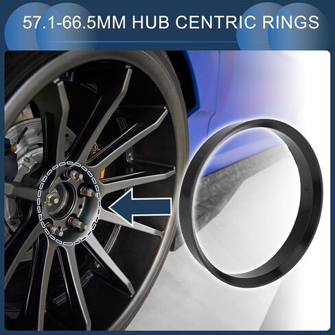 Hub Centric Rings,57.1mm ID 66.5mm OD Car Wheel Hubrings ABS Plastic Black,4pcs in Saudi Arabia