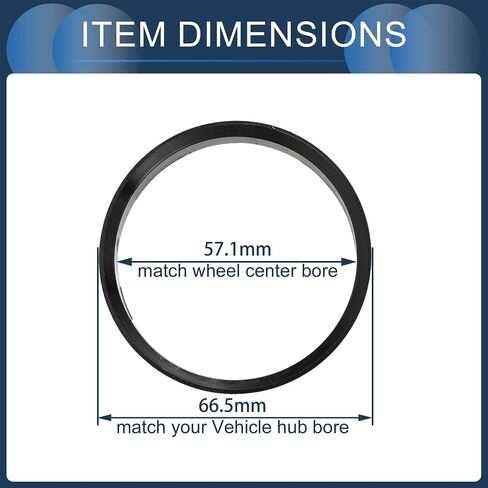 Hub Centric Rings,57.1mm ID 66.5mm OD Car Wheel Hubrings ABS Plastic Black,4pcs in Saudi Arabia