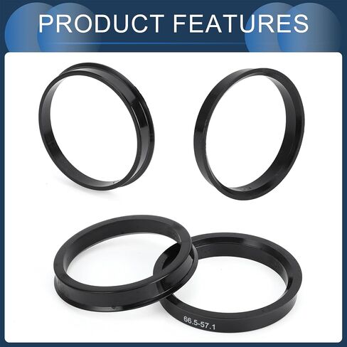 Hub Centric Rings,57.1mm ID 66.5mm OD Car Wheel Hubrings ABS Plastic Black,4pcs in Saudi Arabia