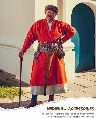 Panitay 2 Pcs Medieval Viking Belt Pouch Set Halloween Renaissance Accessories Faux Leather Belt Pouch for Men Women in Kuwait