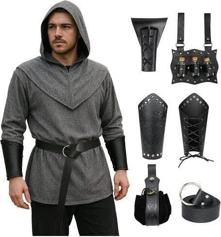 Renaissance Chain Mail Armor Tunic Shirt Medieval Knight Costume Set in Saudi Arabia