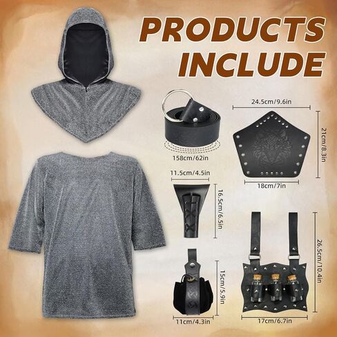 Renaissance Chain Mail Armor Tunic Shirt Medieval Knight Costume Set in Saudi Arabia