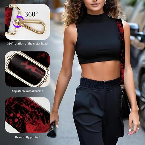 محفظة واسعة استبدال حزام Crossbody ، مضحك حزام الكتف قابل للتعديل ، حزام كيس لطيف للنساء محافظ الغيتار الكرز اللطيف الأحمر الكرز in Kuwait