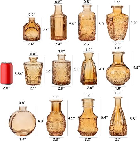 BIGIVACA Small Glass Bud Vases Set of 12,Mini Clear Bud Vases in Bulk,Small Flower Vases for Centerpieces,Vintage Embossed Style Glass Bottles for Rustic Wedding,Home,Table Decor in Saudi Arabia