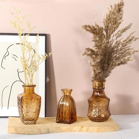 BIGIVACA Small Glass Bud Vases Set of 12,Mini Clear Bud Vases in Bulk,Small Flower Vases for Centerpieces,Vintage Embossed Style Glass Bottles for Rustic Wedding,Home,Table Decor in Saudi Arabia