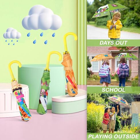 Kids Umbrella, Safety Windproof Umbrella with Easy-Grip Hook Handle for Toddler Girls and Boys in Saudi Arabia