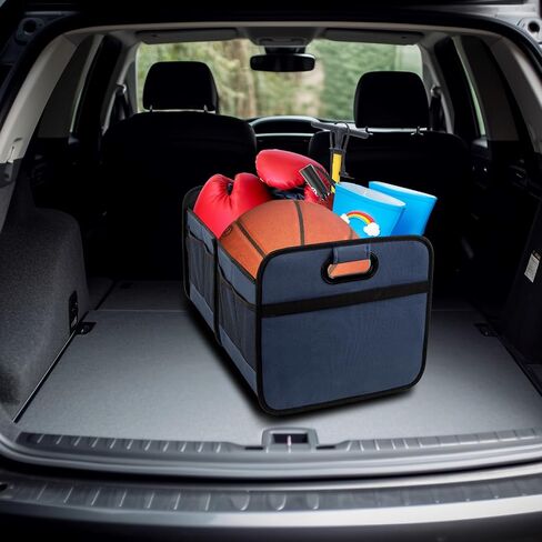 Car Trunk Organizer for Car SUV, Collapsible Multi-Compartment Car Organizers Foldable 600D Oxford Polyester (blue) in Saudi Arabia
