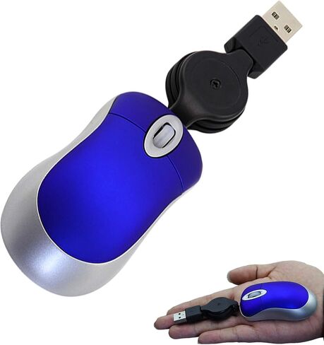 ماوس USB سلكي صغير، ماوس سفر صغير الحجم وخفيف الوزن مزود بكابل قابل للسحب، التوصيل والتشغيل 1600 نقطة في البوصة لأجهزة الكمبيوتر الشخصية للأطفال والكمبيوتر المحمول وسطح المكتب والنوافذ (فضي) in Kuwait