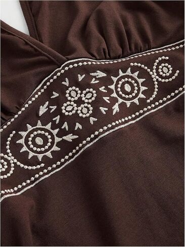 SOLY HUX Women's Summer Halter Backless Mini Dress Flowy Sleeveless V Neck Tie Back A Line Western Casual Sun Dresses in Kuwait