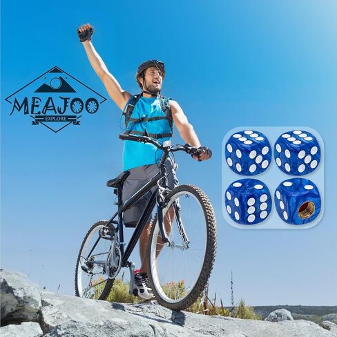 4PCS Pearl Pattern Dice Tire Valve Stem Caps, Leak-Proof Air Protection | Light-Weight Universal Tire Valve Stem Covers for Cars, SUV, Trucks, Bikes, Motorcycles, Bicycles(Blue) in Kuwait