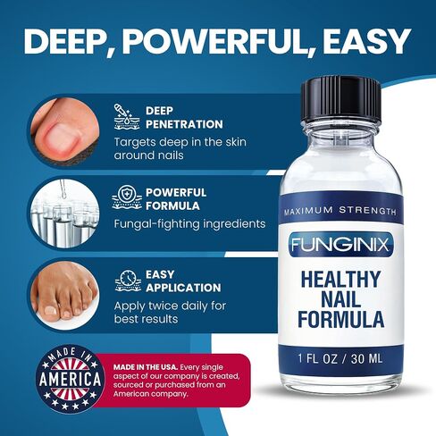 Funginix Toenail Fungus Treatment - أقصى قوة - علاج فطريات الأظافر للأظافر الفطرية - محلول سائل مضاد للفطريات - مصنوع في زجاجة الولايات المتحدة الأمريكية - (قد تختلف التغليف) in Kuwait