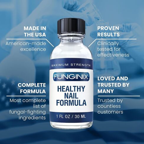 Funginix Toenail Fungus Treatment - أقصى قوة - علاج فطريات الأظافر للأظافر الفطرية - محلول سائل مضاد للفطريات - مصنوع في زجاجة الولايات المتحدة الأمريكية - (قد تختلف التغليف) in Kuwait