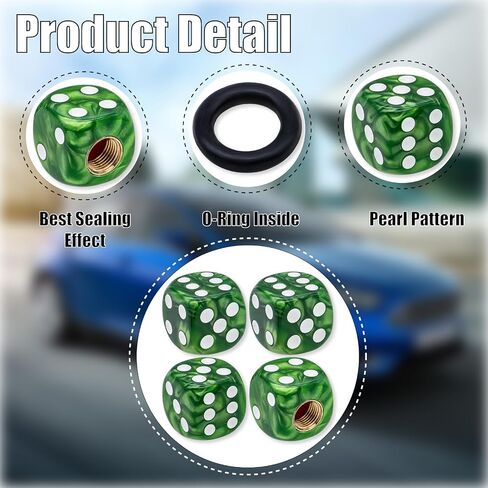 4pcs Pearl Pattern Dice Dice Ralve Caps ، حماية الهواء المقاومة للتسرب | أغطية صمام إطارات عالمية خفيفة الوزن للسيارات وسيارات الدفع الرباعي والشاحنات والدراجات والدراجات النارية والدراجات (الأزرق) in Kuwait