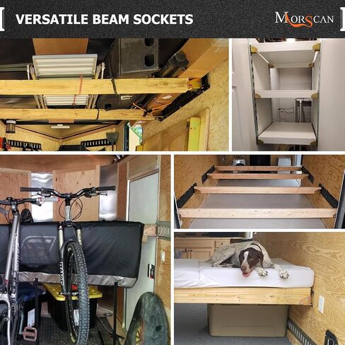 E-Track Wood Beam End Socket with Etrack Single Slots, Shelf Brackets for 2x4 & 2x6 Wood Beam Custom Storage in Box Truck, Enclosed Trailer, Garage, Warehouse, Workshop (Gold Galvanized) in Kuwait