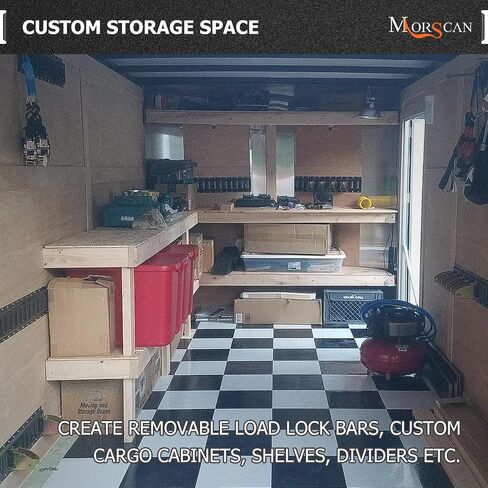 E-Track Wood Beam End Socket with Etrack Single Slots, Shelf Brackets for 2x4 & 2x6 Wood Beam Custom Storage in Box Truck, Enclosed Trailer, Garage, Warehouse, Workshop (Gold Galvanized) in Kuwait
