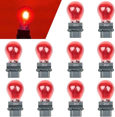 10 PCS 3157 Light Bulbs, Mini Bulb for Automotive Brake Lights, Turn Signals, Side Marker Lights and Tail Lights, Brake Light Plastic Base (Red) in Kuwait