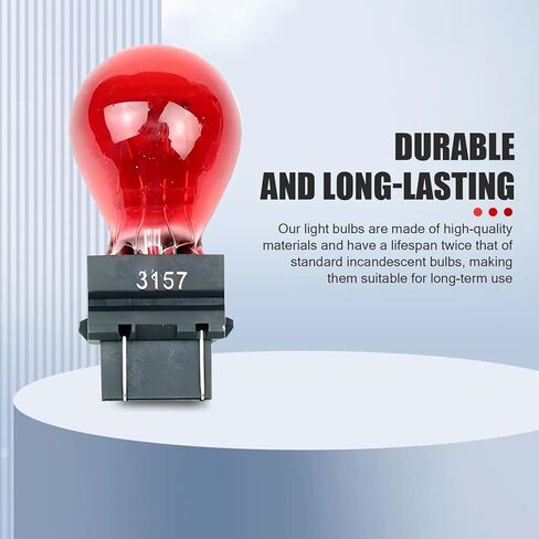 10 PCS 3157 Light Bulbs, Mini Bulb for Automotive Brake Lights, Turn Signals, Side Marker Lights and Tail Lights, Brake Light Plastic Base (Red) in Kuwait