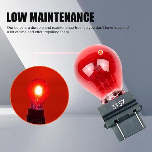 10 PCS 3157 Light Bulbs, Mini Bulb for Automotive Brake Lights, Turn Signals, Side Marker Lights and Tail Lights, Brake Light Plastic Base (Red) in Kuwait
