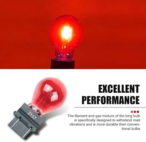 10 PCS 3157 Light Bulbs, Mini Bulb for Automotive Brake Lights, Turn Signals, Side Marker Lights and Tail Lights, Brake Light Plastic Base (Red) in Kuwait