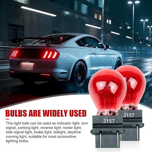 10 PCS 3157 Light Bulbs, Mini Bulb for Automotive Brake Lights, Turn Signals, Side Marker Lights and Tail Lights, Brake Light Plastic Base (Red) in Kuwait
