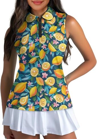 Sleeveless Golf Shirts for Women Lightweight Casual Loose V Neck Zip Up Tank Top Tennis Shirts for Women Plus Size in Saudi Arabia