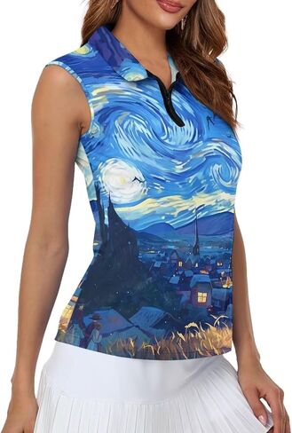 Sleeveless Golf Shirts for Women Lightweight Casual Loose V Neck Zip Up Tank Top Tennis Shirts for Women Plus Size in Saudi Arabia