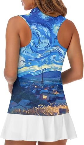 Sleeveless Golf Shirts for Women Lightweight Casual Loose V Neck Zip Up Tank Top Tennis Shirts for Women Plus Size in Saudi Arabia