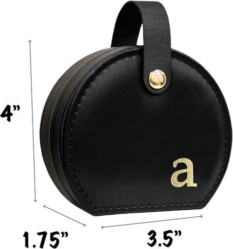 COLLECTIVE HOME - Travel Jewelry Case, Elegant Half-Moon Design with Gold Monogram, Detachable Handle, Personalized Accessory Organizer, Gift for Fashion-Forward Women and Teens, Black (s) in Saudi Arabia