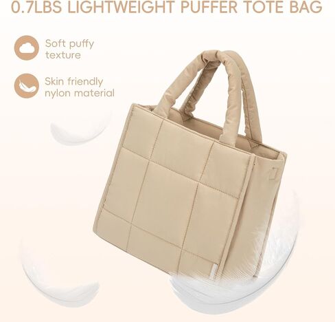CLUCI Puffer Tote Bag for Women, Quilted Puffy Handbag, Lightweight Travel Crossbody Bag, Shoulder Purses for Shop Work Gym in Saudi Arabia