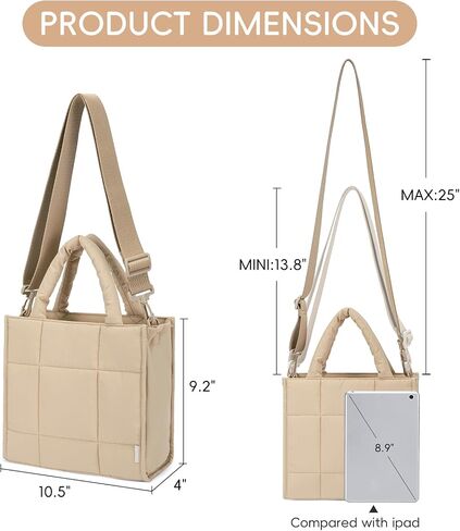 CLUCI Puffer Tote Bag for Women, Quilted Puffy Handbag, Lightweight Travel Crossbody Bag, Shoulder Purses for Shop Work Gym in Saudi Arabia