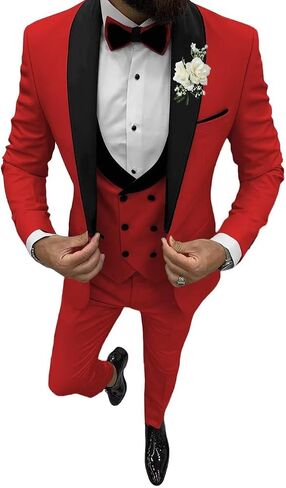 3 Piece Mens Tuxedo Suit Set Double Breasted Suit Men Slim Fit Tuxedo Suits with Bow for Groom Wedding Prom in Saudi Arabia
