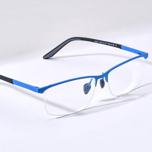 Pure Titanium Glasses Frame Men Semi Rimless Square Eyeglasses Eyewear in Saudi Arabia