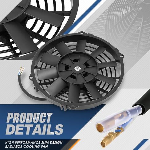 Auto Dynasty (Pack of 1) Universal 7 Inches High Performance Electric Slim Radiator Cooling Fan with Mounting Kit, 12V, Black in Saudi Arabia