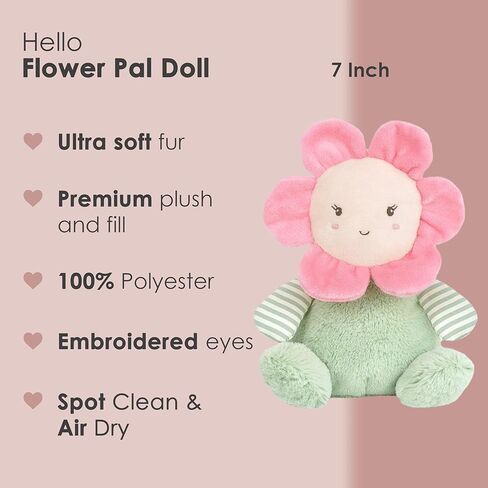 MON AMI Soft Baby Rattle Toy Set of 2 Pcs – 6", Flower Shaped Plush Stuffed Rattle for Newborns, Babies, Sensory Development Toys for Infants & Toddlers in Kuwait