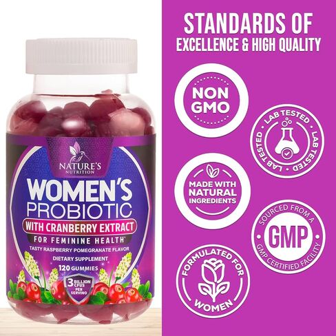 Probiotics for Women Gummy - 6 Diverse Strains w/ Cranberry, PH Balance, Digestive & Feminine Health Support, 3 Billion CFU Womens Probiotic for Urinary & Immune Support, Non-GMO - 60 Gummies in Saudi Arabia