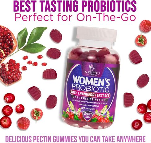 Probiotics for Women Gummy - 6 Diverse Strains w/ Cranberry, PH Balance, Digestive & Feminine Health Support, 3 Billion CFU Womens Probiotic for Urinary & Immune Support, Non-GMO - 60 Gummies in Saudi Arabia