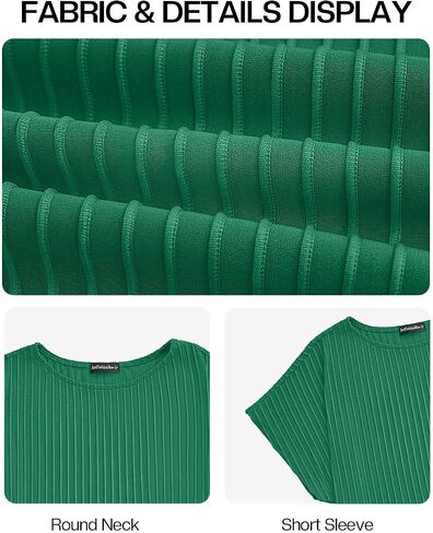 JUSTFASHIONNOW Summer Tops for Women 2025 Trendy Cap Sleeve Crewneck T Shirts Textured Business Casual Outfits Blouses in Saudi Arabia
