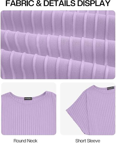 JUSTFASHIONNOW Summer Tops for Women 2025 Trendy Cap Sleeve Crewneck T Shirts Textured Business Casual Outfits Blouses in Saudi Arabia