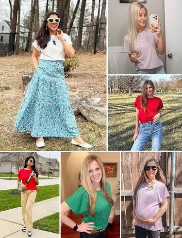 JUSTFASHIONNOW Summer Tops for Women 2025 Trendy Cap Sleeve Crewneck T Shirts Textured Business Casual Outfits Blouses in Saudi Arabia