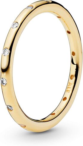 PANDORA Simple Sparkling Band Ring - 14k Gold Stackable Ring for Women - With Gift Box in Kuwait