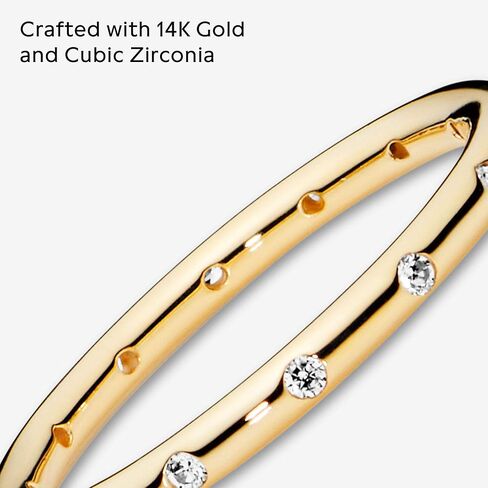 PANDORA Simple Sparkling Band Ring - 14k Gold Stackable Ring for Women - With Gift Box in Kuwait