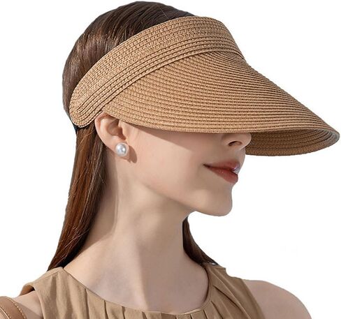 Womens Sun Visor Hat Summer Beach Hat Straw Sun Visor Cap UV Protection with Wide Brim for Womens Travel Golf Hiking in Saudi Arabia