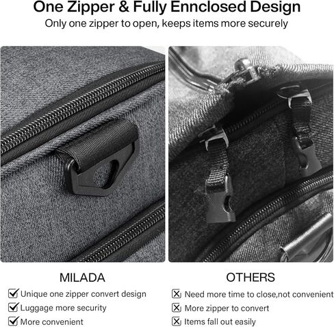 MILADA Garment Bag for Travel Suit Bag Travel Large Duffel Bag 2 in 1 Hanging Carry on Luggage Bag Foldable Travel Bag with Shoe Pouch for Men Women,Dark Grey in Kuwait