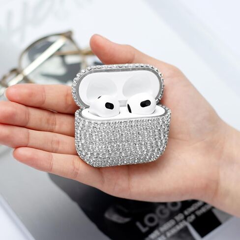 غطاء حماية لسماعات Airpods من Diamond Airpods وحافظات شحن صلبة وملحقات حقيبة حمل لأجهزة Apple Airpods 2 & 1، غطاء حماية من Bling Diamond Airpods وإكسسوارات Airpod اللطيفة اللامعة in Kuwait