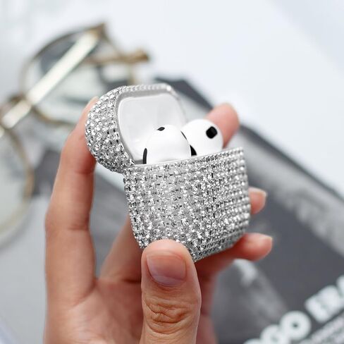 غطاء حماية لسماعات Airpods من Diamond Airpods وحافظات شحن صلبة وملحقات حقيبة حمل لأجهزة Apple Airpods 2 & 1، غطاء حماية من Bling Diamond Airpods وإكسسوارات Airpod اللطيفة اللامعة in Kuwait
