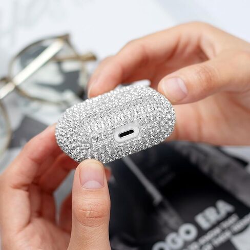 غطاء حماية لسماعات Airpods من Diamond Airpods وحافظات شحن صلبة وملحقات حقيبة حمل لأجهزة Apple Airpods 2 & 1، غطاء حماية من Bling Diamond Airpods وإكسسوارات Airpod اللطيفة اللامعة in Kuwait