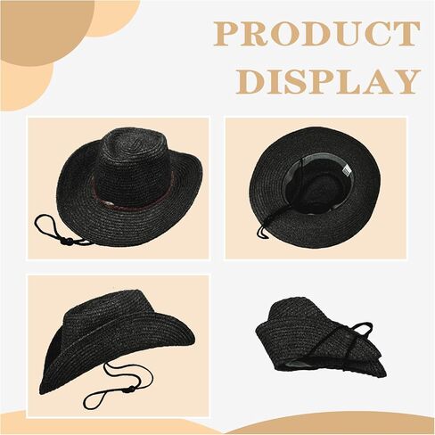 Women's/Men's Straw Cowboy Hats Western Cowgirl Hat for Holiday Woven Beach Sun Hat with Shapeable Wide Brim Cowboy Hat in Saudi Arabia