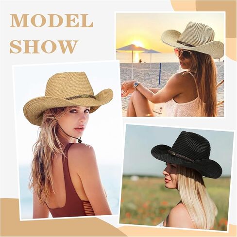 Women's/Men's Straw Cowboy Hats Western Cowgirl Hat for Holiday Woven Beach Sun Hat with Shapeable Wide Brim Cowboy Hat in Saudi Arabia