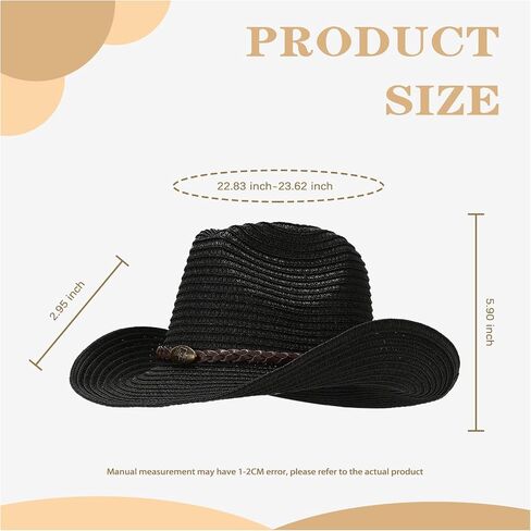 Women's/Men's Straw Cowboy Hats Western Cowgirl Hat for Holiday Woven Beach Sun Hat with Shapeable Wide Brim Cowboy Hat in Saudi Arabia