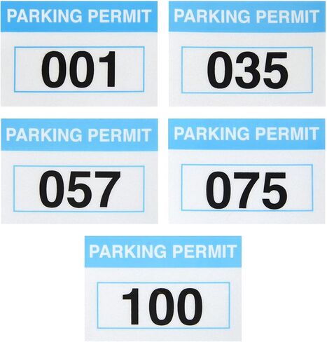 Sequentially Numbered Parking Permit Sticker (Light Blue, 2 x 3 in, 100-Pack) in Saudi Arabia